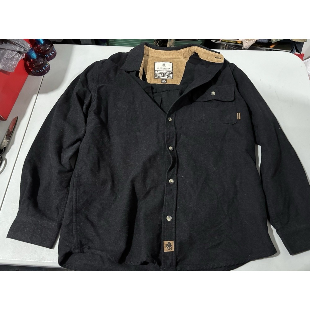 Legendary‎ Whitetails Flannel Shirt M Mens Long Sleeve Cotton Black Heavy